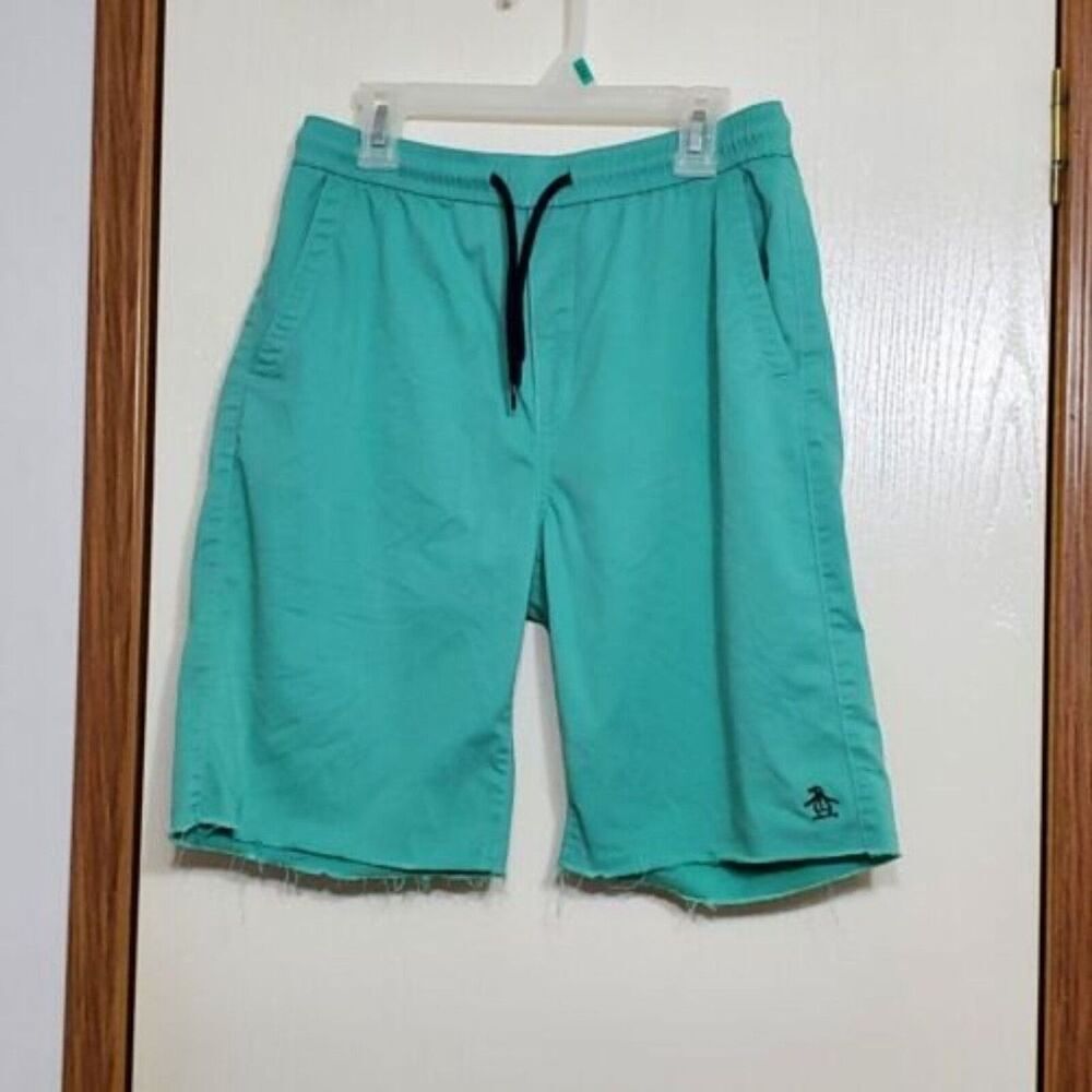 Penguin Boys Sz 14Y Board ShortsRaw Hem Faded Jade
